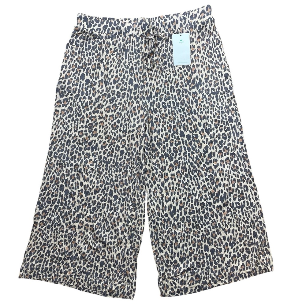NWT Honeydew Leopard PJ Pants Jersey Knit SM Crop Cream Neutral Lounge Boho Soft